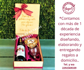 CAJA DE MADERA CON VINO